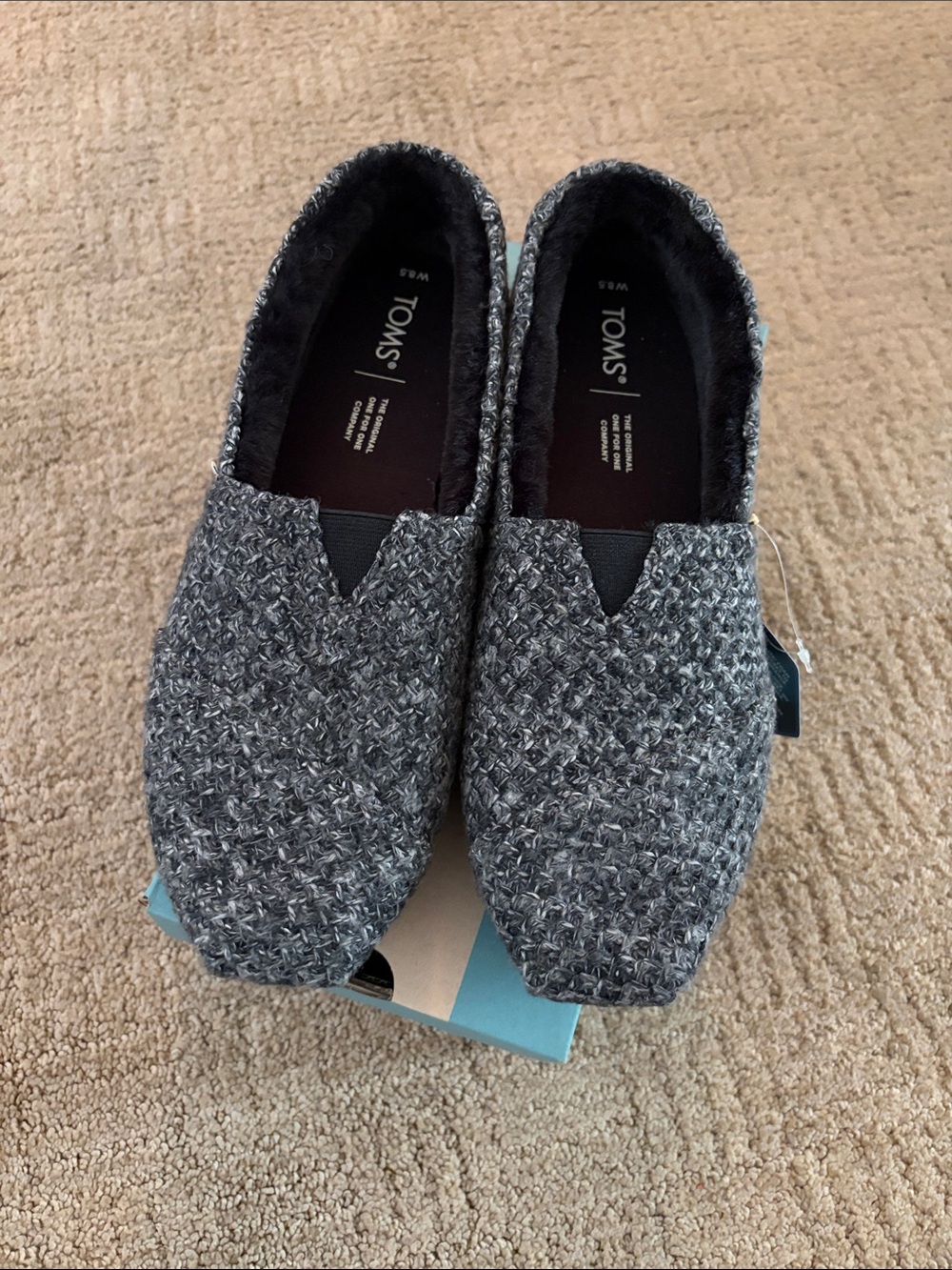 TOMS Gray Knit Slip-On Flats